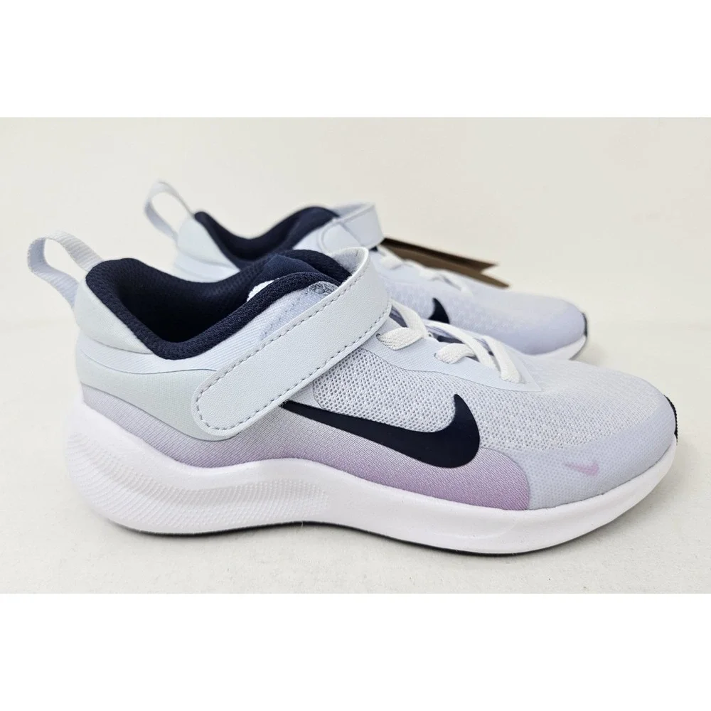 Nike Revolution 7 PSV Kids Running Shoes Size 12.5c Gray/Navy Blue/Lilac NEW!